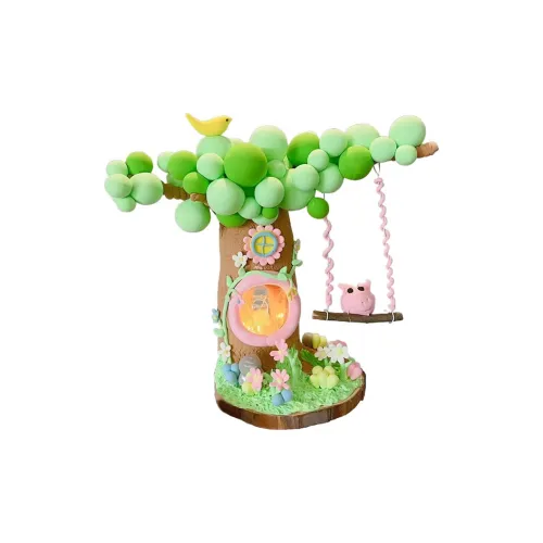 JIUFEN Деревянный домик Ночной свет DIY Super Light Ручная работа Глина Креативный Ручной подарок Детская игрушка