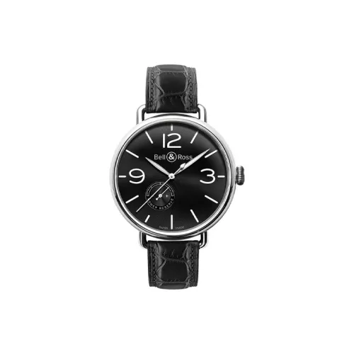 BELL ROSS Автоматический Механический Часы Мужские 45 мм Черный Циферблат Натуральная Кожа Ремешок BRWW197 BL ST SCR