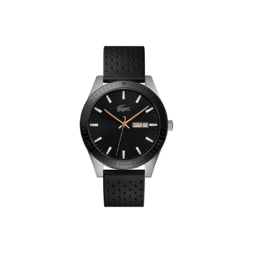 Мужские часы 42 мм с кварцевым механизмом, черные, совместная работа с LACOSTE