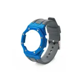 Углеродное волокно, синий чехол для часов + серый ремешок