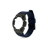 Carbon Fiber Black Gold Watch Cases + Blue Strap  
Углеродное волокно Черный Золотой Чехлы для часов + Синий ремешок
