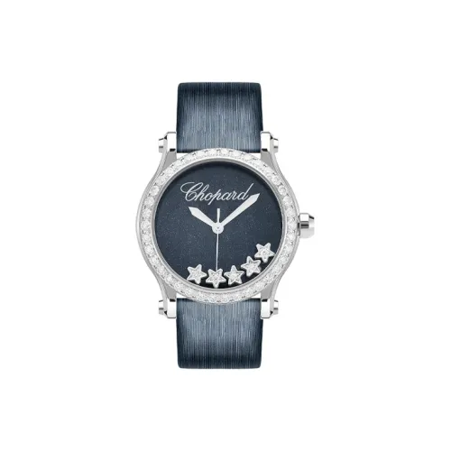 CHOPARD HAPPY DIAMONDS Collection Кварцевый механизм Женские часы 36 мм Синий циферблат Корпус из нержавеющей стали Кожаный ремешок