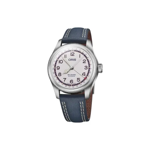 Oris Автоматический Механический Часы Мужские 40 мм Белый Циферблат Корпус из Нержавеющей Стали Кожаный Ремешок