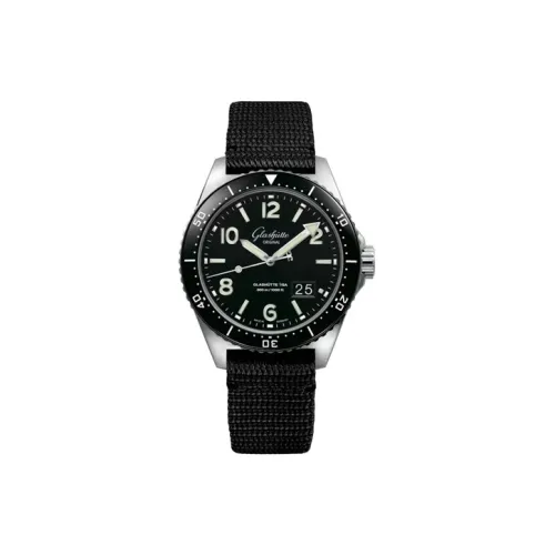 GLASHUTTE ORIGINAL Автоматический Механический Часы Мужские Циферблат Черный Корпус из Нержавеющей Стали Ремешок из Нейлона