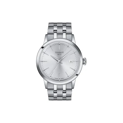 TISSOT Quartz Механизм Мужские часы Циферблат 42 мм Серебристый корпус Нержавеющая сталь Ремешок