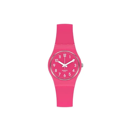Swatch Quartz Механизм Женские часы 25 мм Розовый циферблат Часы Пластиковый корпус Часы Силиконовый ремешок