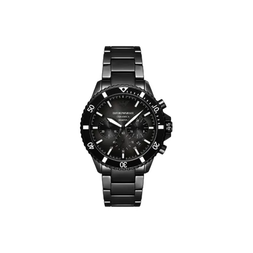 EMPORIO ARMANI Мужские часы Кварцевый механизм Керамика Ремешок 43 мм Черный циферблат