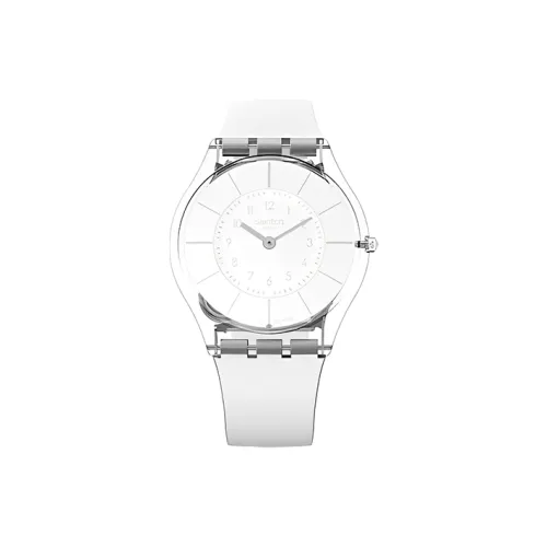 Swatch Quartz Механизм Унисекс Часы Белый Циферблат Силиконовый Ремешок SS08K102