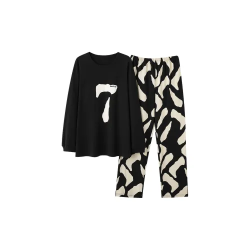 Qiao Ni Tong Пижамный комплект Мужской Черный