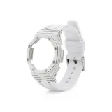 Углеродное волокно, белый чехол для часов + белый ремешок