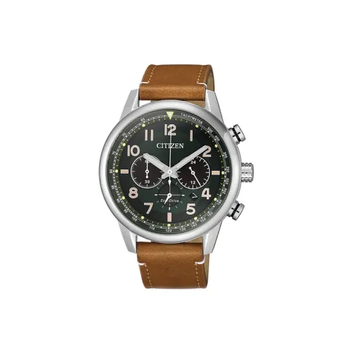 CITIZEN Eco Drive Series Светильник Кварцевый механизм Кожаный ремешок Часы 43,1 мм Мужские часы Зеленый циферблат CA4420 21X