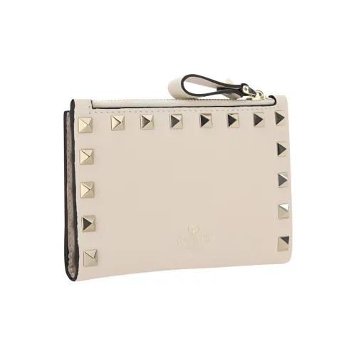 Valentino Rockstud Телячья кожа Кошелек для монет держатель для карт женский белый