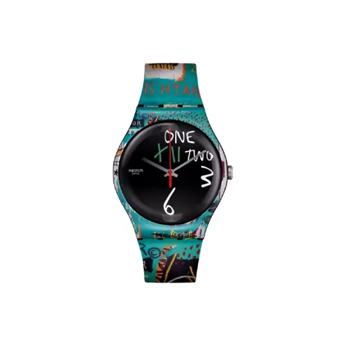 Swatch Quartz Механизм Унисекс Часы 41 мм Черный Циферблат Пластиковый Корпус Часы Силиконовый Ремешок