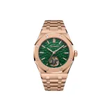 Розовое золото с зеленым скелетизированным циферблатом [Роскошь, бизнес, коробка]