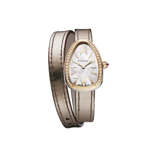 BVLGARI Serpenti Series Женские часы Кварцевый механизм Естественная кожа Ремешок 32 мм Белый циферблат