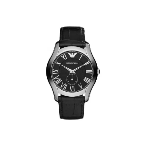 EMPORIO ARMANI NEW VALENT Collection Мужские часы Кварцевый механизм Естественная кожа Ремешок 43 мм Черный циферблат