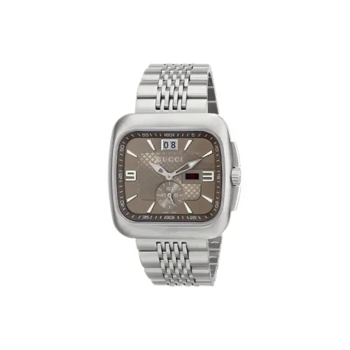 GUCCI Мужские часы Кварцевый механизм Ремешок из нержавеющей стали 40 мм Кофейный циферблат Часы