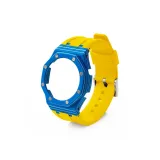 Углеродное волокно, синий чехол для часов + желтый ремешок