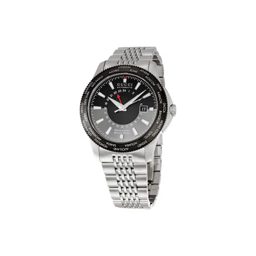 GUCCI Мужские часы Автоматический механический механизм ремешок из нержавеющей стали 46 мм черный циферблат