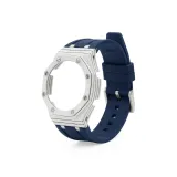 Углеродное волокно, белый чехол для часов + синий ремешок