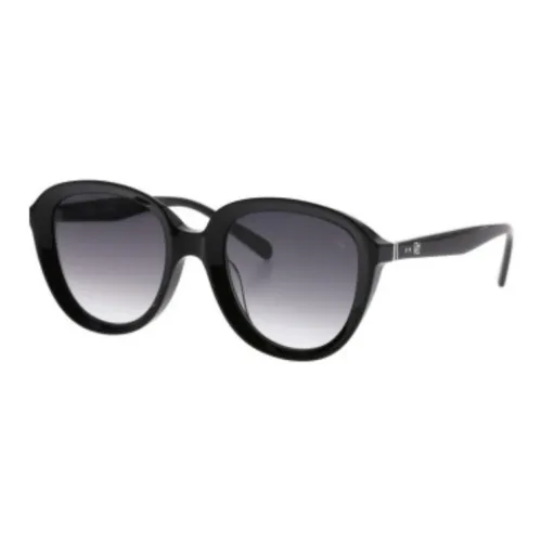 PORTS Пластиковая оправа Круглые Солнцезащитные очки Женские Черные