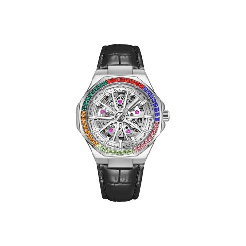 Dulunwe Автоматический механический механизм кожаный ремешок мужские часы с циферблатом в виде скелета