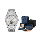 Серебряный с серебряным скелетизированным циферблатом [Роскошная бизнес-коробка]