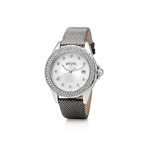 Folli Follie Женские часы Кварцевый механизм Коровья кожа Ремешок 41,5 мм Серебристый циферблат