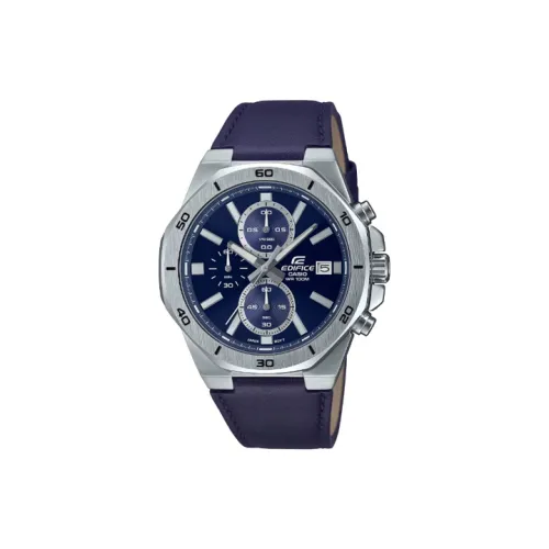 CASIO Кварцевый механизм натуральная кожа ремешок мужские часы синий циферблат