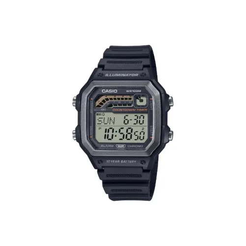 CASIO Кварцевый механизм Смольный ремешок Часы 45*42,1*12,5 мм Мужские часы Черный циферблат Ws 1600H 1A