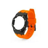 Углеродное волокно, черные чехлы для часов + оранжевый ремешок.