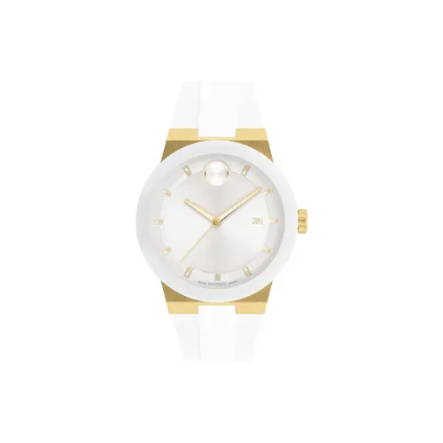 MOVADO Кварцевый механизм Мужские часы Часы 42,3 мм Белый циферблат Корпус из нержавеющей стали Силиконовый ремешок