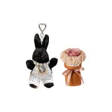 Трикотажные штаны с дизайном кролика - черный + цветущая слива вышивка + подарочная сумка + поздравительная открытка