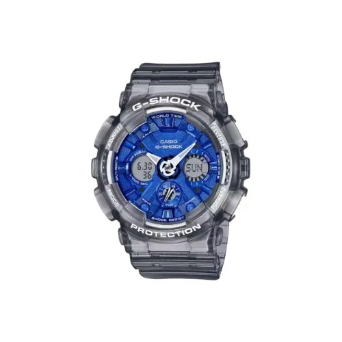 CASIO Кварцевый механизм Смольный ремешок Часы Женские Синий циферблат GMA S120TB 8A