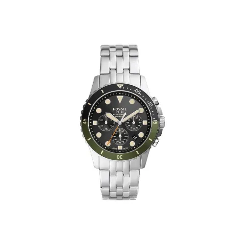 FOSSIL Наручные часы Кварцевый механизм Ремешок из нержавеющей стали 42 мм Черный циферблат Мужские часы