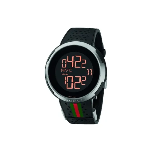 GUCCI Мужские часы Кварцевый механизм Резиновый ремешок 49 мм Черный циферблат