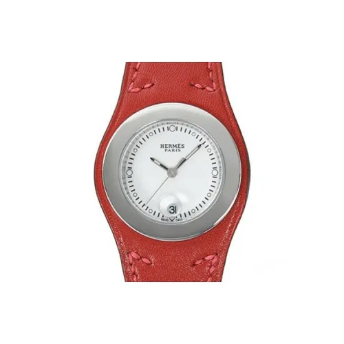 HERMES Наручные часы Кварцевый механизм Кожаный ремешок 31 мм Белый циферблат Женские часы