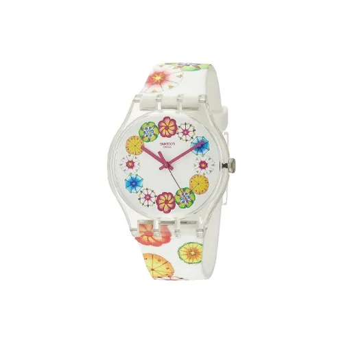 SWATCH ORIGINALS Collection Кварцевый механизм Унисекс Часы 41 мм Белый циферблат Пластиковый корпус Часы Силиконовый ремешок
