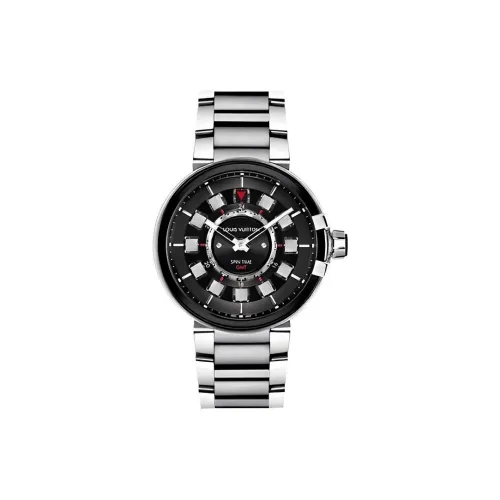 LOUIS VUITTON Мужские часы Солнечный кварцевый механизм ремешок из нержавеющей стали черный циферблат модель Q10C00