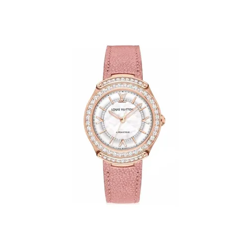 LOUIS VUITTON Женские часы Кварцевый механизм кожаный ремешок из коровьей кожи 36 мм белый циферблат
