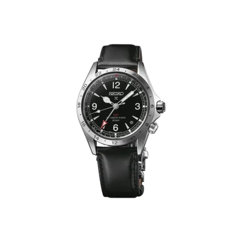 SEIKO Mountaineer Collection Автоматический Механический Механизм Кожаный Ремешок Часы 39,45 мм Мужские Часы Черный Циферблат