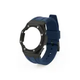 Carbon Fiber Черные Чехлы для часов + Синий Ремешок