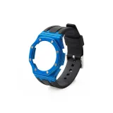 Углеродное волокно, синий чехол для часов + черный ремешок
