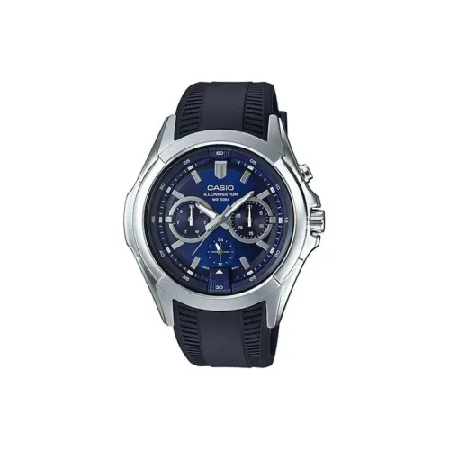 CASIO Кварцевый механизм Смола Ремешок Часы Мужские Циферблат Синий MTP E204 2AVDF