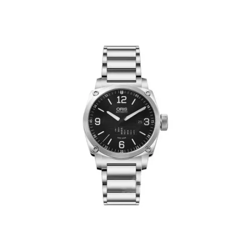 Oris Flight Collection Автоматический Механический Механизм Мужские Часы Циферблат 42,7 мм Черный Стальной Корпус Часов Стальной Ремешок