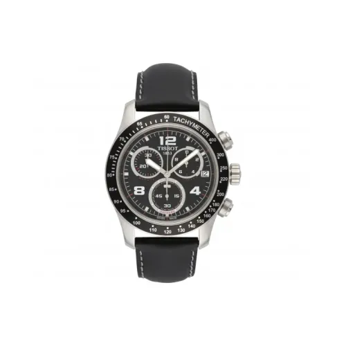 TISSOT Quartz Механизм Мужские часы Циферблат 42,5 мм Черный корпус Нержавеющая сталь Кожаный ремешок