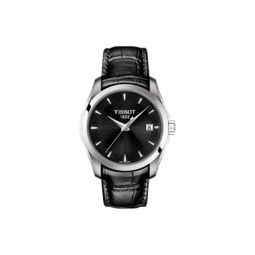 TISSOT T Classic Collection Кварцевый механизм Женские часы 32 мм Черный циферблат Корпус из нержавеющей стали Кожаный ремешок