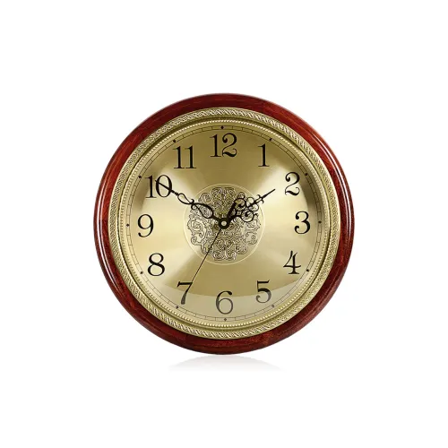 HENSE Кварцевый механизм Деревянная настенная часы Унисекс Золотой циферблат HW38