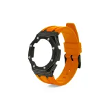 Carbon Fiber Black Gold Watch Cases + Orange Strap  
Углеродное волокно Черный Золотой Чехлы для часов + Оранжевый ремешок