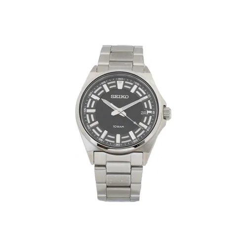 SEIKO Кварцевый механизм нержавеющая сталь ремешок часы 40 мм черный циферблат мужские часы модель SUR505P